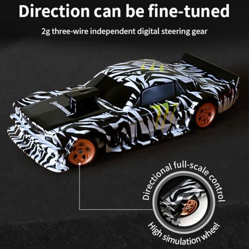 HERR RC Electric Mini Racing Drift Car Model 1:43 Scale 2.4G Full Scale Linkage Light Set Max Speed 15km/h Indoor Mini RC Toys Hobbyist Gift Black White (RTR Version/Silver) - color: Silver