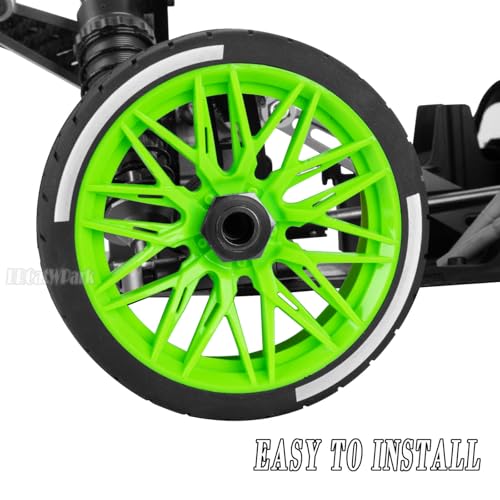 RC Wheels and Tires for 1/7 Felony 6S BLX,RC Highway Wheel Rubber Tires,4PCS RC Drift Car Highway Tires Road Soft Tires,Green - color: Green - (4pcs Highwaytires)
