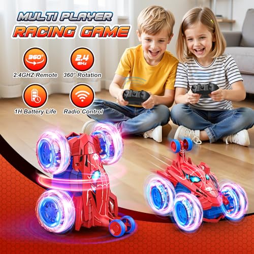 Spider remote control car rc cars toys,Cool rechargeable stunt rc car with 360 flips 4WD wheel with bright light,Fun outdoor toys gifts for kids birthday or Chritmas age 4 5 6 7 8 9 10 11 12 years old