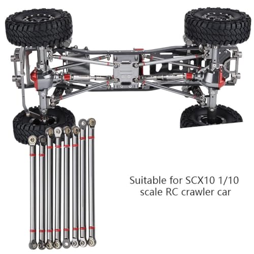 RC Link Rods, 8Pcs Aluminium Alloy Rod Links Linkage Chassis 313mm Wheelbase for Axial SCX10 1/10 Scale RC Crawler Car Steering Linkage Upper & Lower Upgrade Parts(Ti) - color: Ti