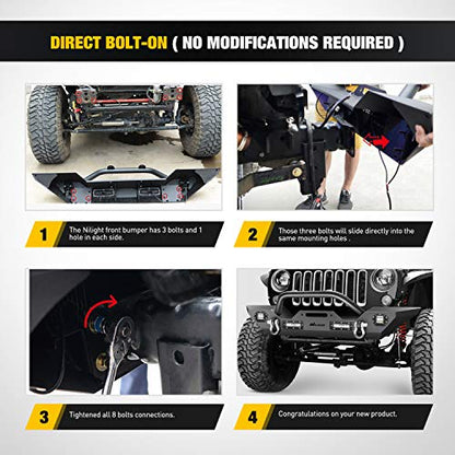 Nilight Front Bumper Compatible for 2007 2008 2009 2010 2011 2012 2013 2014 2015 2016 2017 2018 Jeep Wrangler JK/JKU Rock Crawler Winch Plate - color: Front Bumper