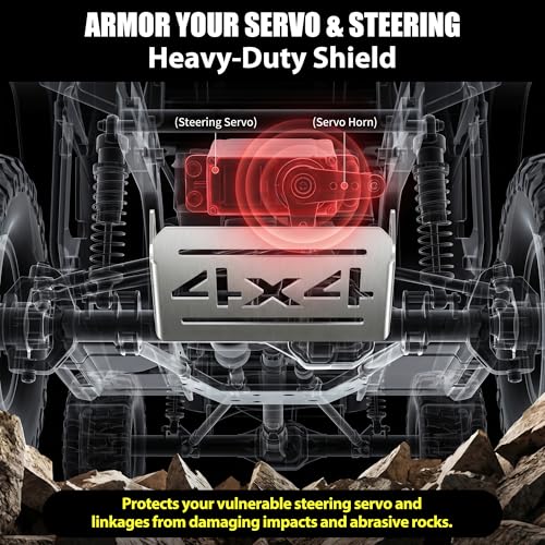 RC Crawler Front Skid Plate Servo Guard, Heavy Duty 304 Stainless Steel Protection Plate Compatible with Redcat GEN8 V2 & Axe Chassis, Upgrade Armor Parts