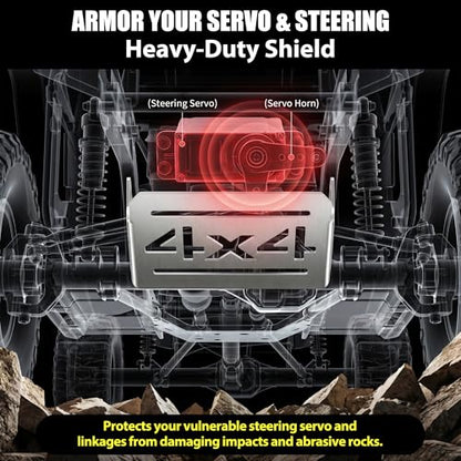 RC Crawler Front Skid Plate Servo Guard, Heavy Duty 304 Stainless Steel Protection Plate Compatible with Redcat GEN8 V2 & Axe Chassis, Upgrade Armor Parts