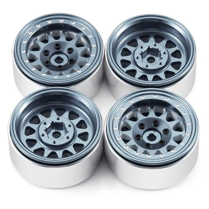 RCLIONS Aluminium 1.3" RC Beadlock Wheel Hub Rims for 1/24 1/18 TRX4M AXIAL SCX24 RC Crawler Car Upgrade Parts (Titanium) - color: Titanium