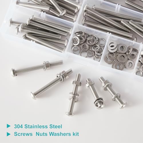 200 PCS M5 x 30mm 35mm 40mm 45mm 50mm, Button Head Socket Cap Screws Bolts Washers Nuts Assortment Kit, Stainless Steel 304, Metric Allen Hex Drive - size: Button M5x30/35/40/45/50 mm