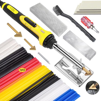 150W Plastic Welder Kit, 3-Speed Temperature Control Plastic Welding Kit, Professional Plastic Weld Tool With 70pcs Welding Rods,3Tips,Portable Plastic Repair Kit For Car Bumper,Kayak Repairs (Yellow) | Plastic Weld With 3 Tips, 70pcs Rods, Portable Bumpe