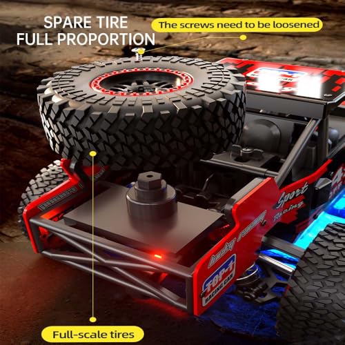 1/20 Brushless Fast RC Cars for Adults, 55KM/H High Speed Electric Powered Remote Control Car, 4X4 Offroad All Terrain RC Truggy, 3 Batteries, Red - color: 3 Batties(red2)