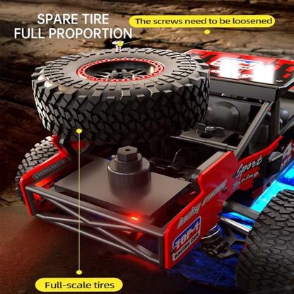 1/20 Brushless Fast RC Cars for Adults, 55KM/H High Speed Electric Powered Remote Control Car, 4X4 Offroad All Terrain RC Truggy, 3 Batteries, Red - color: 3 Batties(red2)