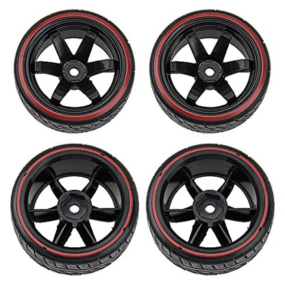 Hard Plastic Wheel Rims & Plastic Tires 12mm Hex Compatible with Traxxas HSP Tamiya Kyosho Himoto 1/10 RC Drift Car (Style 1)