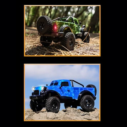 1/18 Scale RC Pickup Truck for Adult, 2.4GHz 4WD Off-Road Remote Control Drift Car, RC Rock Crawler with LED Lights, 12km/h High Speed & Waterproof ESC - color: Blue, size: 2 Battery