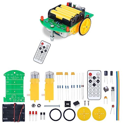 MiOYOOW DIY Remote Control Car Kit, Soldering Practice Kit for School | Move Forward/Backward, Turn, Stop, Adjustable Speed, Robot Car Soldering Kit, STEM Electronics Project for Students - color: Remote Control Car Kit