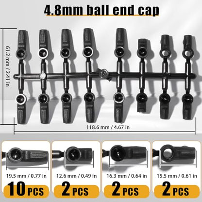 M3 Nylon Ball Joint Rod End Caps, Tie Rod End Connector Caps 4.8mm 5mm for 1/10 RC Car, Compatible with 3Racing Sakura S XI XIS CS D4 D5 Ultimate Advance