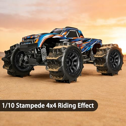 LRFHL 2.8 Beadlock Wheel Tires with 14mm/12mm Hex Adapter for 1/10 RC Car | 4PCS RC Tires Sand Terrain, 1/10 RC Monster Truck, for Traxxas Rustler Stampede Redcat Arrma Vorteks Big Rock Granite - color: Black