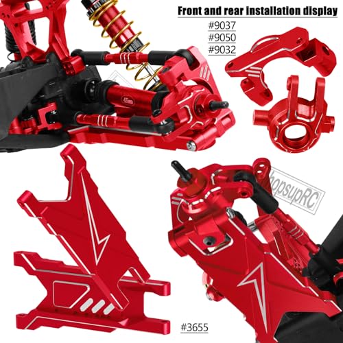 Upgrades Part for 1/10 Slash/Rustler/Stampede/Hoss 4x4 VXL,RC Shock Absorbers&Suspension Arms&Drive Shaft Axles&Steering Knuckle Kit&Shock Tower&Adjustable Links&Steering Block,Red - color: Red(parts)