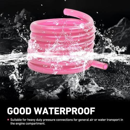 Fuel Line Hose Tube, 0.2" ID 9.84ft Flexible Carburetor Fuel Vent Line, Waterproof Rubber Petrol Fuel Gas Lines Pipe Hose Tubing, Compatible with Motorcycle ATV Dirt Bike (Pink)