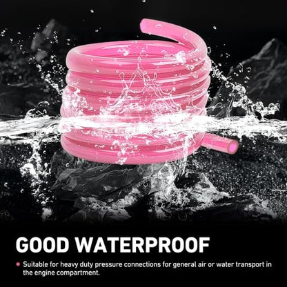 Fuel Line Hose Tube, 0.2" ID 9.84ft Flexible Carburetor Fuel Vent Line, Waterproof Rubber Petrol Fuel Gas Lines Pipe Hose Tubing, Compatible with Motorcycle ATV Dirt Bike (Pink)