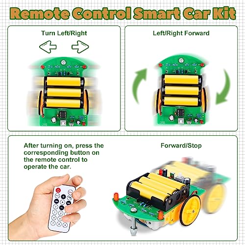 MiOYOOW DIY Remote Control Car Kit, Soldering Practice Kit for School | Move Forward/Backward, Turn, Stop, Adjustable Speed, Robot Car Soldering Kit, STEM Electronics Project for Students - color: Remote Control Car Kit