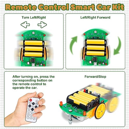MiOYOOW DIY Remote Control Car Kit, Soldering Practice Kit for School | Move Forward/Backward, Turn, Stop, Adjustable Speed, Robot Car Soldering Kit, STEM Electronics Project for Students - color: Remote Control Car Kit