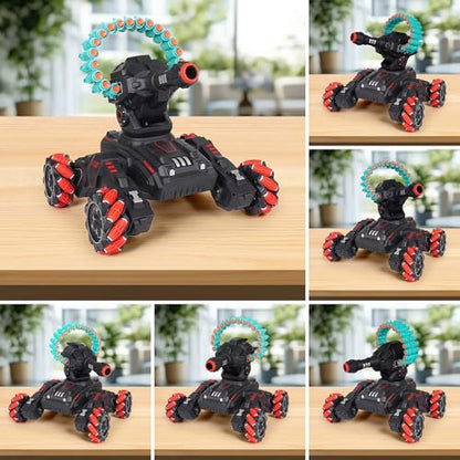 Rc Car Shoot Softbullet,Fits for Nerf,Gesture Sensing Rc Tank that Shoots,Turret 180rotatetank that Shoots Darts-Stunts Battle- Birthday Presents Forkids 6 7 8 9 10 11 12 Year Old（red