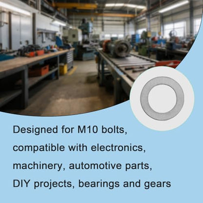 48 Pcs M10x16mm 304 Stainless Steel Shim Washers, Precision Thin Spacers | 0.1, 0.2, 0.3 and 0.5mm, 12 pcs each, flat spacer washers for M10 bolts, electronics assembly and mechanical repair - size: M10X16
