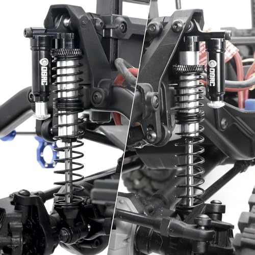 OGRC 100mm Piggyback RC Shock Absorber Oil Shocks for SCX10 TRX4 Upgrades | Aluminum, Double-cylinder, Long Travel, Adjustable Rebound, for 1/10 RC Crawler Car, Silver - color: Silver