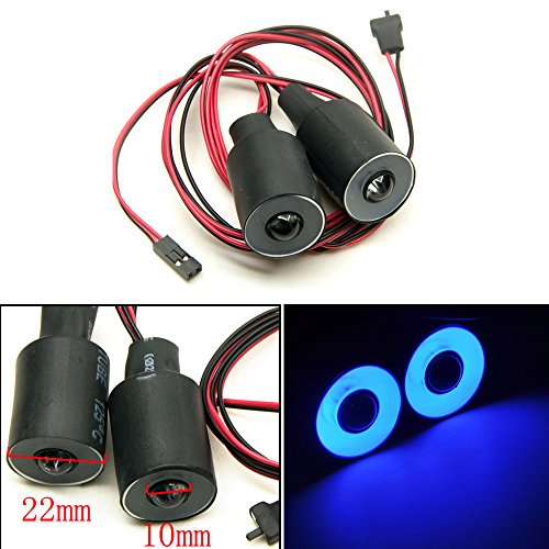 QUE-T 22mm 2 LEDs Angel Eyes & Demon Eyes LED Headlight/Back Light for 1:10 RC Model Crawler Cars, (Blue + White, 22MM) - color: Blue + White, size: 22MM