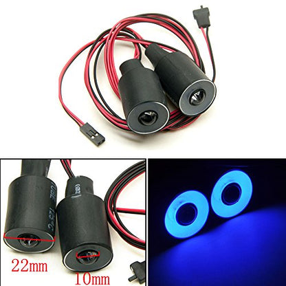 QUE-T 22mm 2 LEDs Angel Eyes & Demon Eyes LED Headlight/Back Light for 1:10 RC Model Crawler Cars, (Blue + White, 22MM) - color: Blue + White, size: 22MM