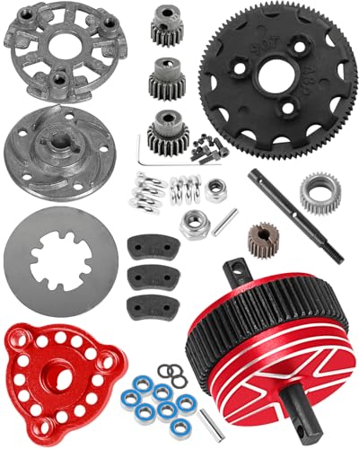 RC Differential Transmission Gear & 90T Spur Gear & Slipper Clutch & Pressure Plate & Slipper Rebuild Kit Upgrades Part for 1/10 Slash/Stampede/Bandit/Rustler 2WD VXL,Red