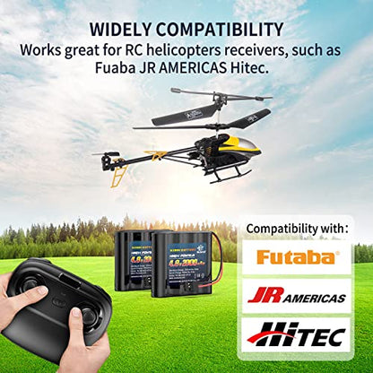 melasta 4.8V 2000mAh NiMH RX Battery 2-Pack with Hitec for Futaba | Replacement receiver pack. Hitec connectors. Includes Tamiya-to-Hitec adapter (female). For RC airplanes/aircraft. - size: 4.8V