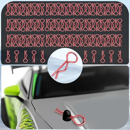 100pcs Universal RC Body Clips Pins - Compatible with Traxxas, Arrma, Redcat, Axial, HPI, HSP, Exceed, Himoto, Losi, RC4WD, Tamiya, Fits 1/8, 1/10, 1/12 Scale RC Cars, Trucks, Crawlers, Buggies - color: Red