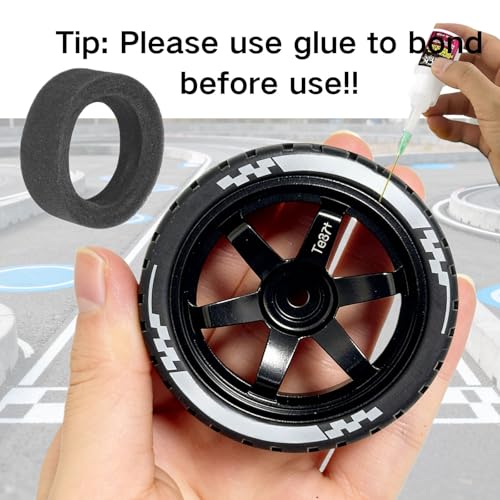 1/10 RC On-Road Tires 68mm OD and Aluminum Street Wheels 4PCS, 12mm Hex Touring Tyres Compatible with Tamiya TT01 TT02 XV01 TA06, HPI, KYOSHO, HSP, Traxxas, PTG2, A959 Rally Drift Cars