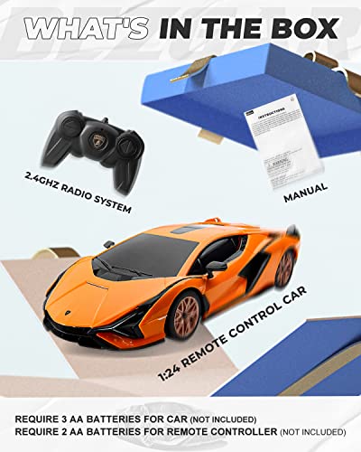 BEZGAR 1:24 Lamborghini Remote Control Car Licensed Lamborghini Sián FKP 37 | Official Lambo Replica, 2.4GHz Interference-Free Control, Ideal Toy for Boys 6-8, 8-12 & Adults, Hobby Collectible Model - color: Lambo-1:24 Lambo Sian