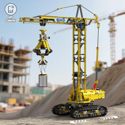 Mould King 17059 Technik Crawler Crane Advanced Building Sets, MOC Mobile Construction Model Toy with APP Remote Control for 14+ Teen/Adults, Large Vehicles Crane Building Kits for Adults(1731PCS) - style: Mobiler Turmdrehkran