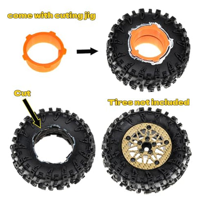 1.6" (40.6mm) Super Wheels, Carbon fibre Beadlock Wheel fit for SCX24 TRX4M FCX24 FCX24M CR18P 1/24 1/18 RC Crawlers Upgrade, Style B, Gold - color: Gold, size: Style B
