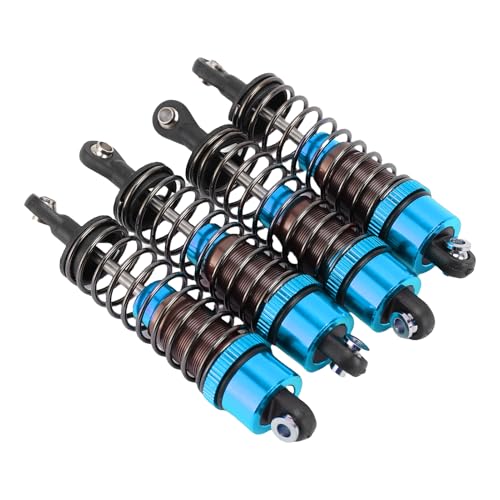 4 PCS Aluminum Alloy RC Shock Absorbers with Hydraulic Oil Damping System for 1/10 Scale RC Cars Off Road Buggy (Blue) - color: Blue