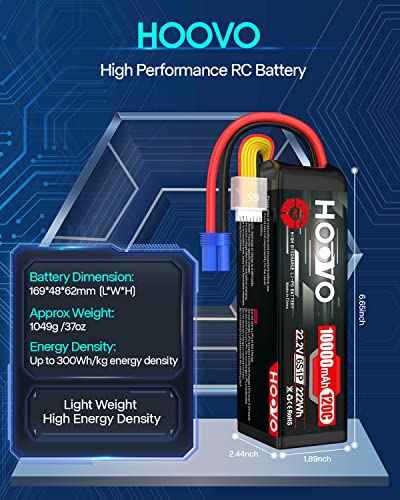 HOOVO 6S Lipo Battery 22.2V 10000mAh 120C RC Battery EC5 Plug 2 Pack | Soft Case,Compatible for RC Cars, Drones, DJI, FPV, RC Plane, Racing Hobby - style: 6S 10000mAh Lipo Battery EC5
