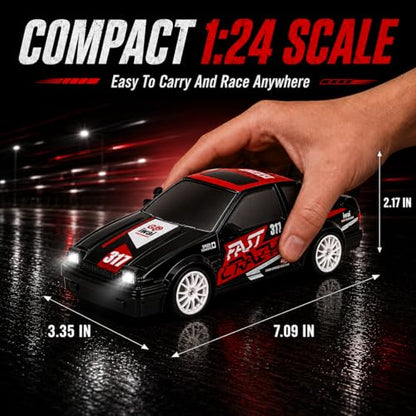 Liberty Imports RC Drift Car 1/24 2.4GHz 4WD Remote Control Sport Racing On-Road Vehicle with LED Light, Batteries and Drift Tires (Style 4) - style: Black