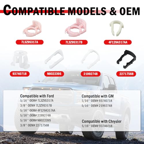 70PCS Fuel Line Clips Replacement Kit,7 Size Includes 5/16" & 3/8" Fuel Line Clamps OEM# 22717568/93740718,Brake Hose Clip Set as Car Accessories Compatible with Ford/Chrysler/GM
