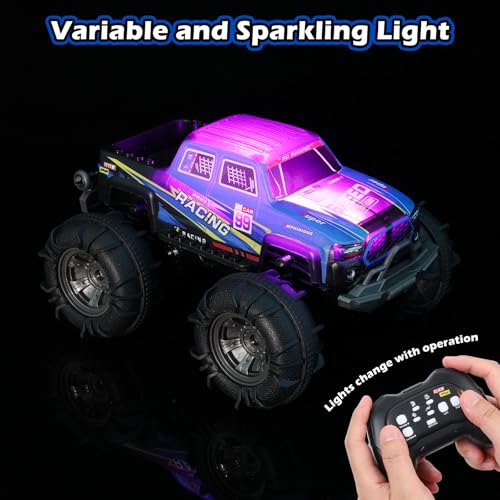 QXHOL 4WD Amphibious Waterproof Monster Truck Gesture RC Car Toy for Kids | Hand Controlled Remote Control , All-Terrain Off-Road Vehicle for Boys Ages 6-7 8 9 10 11 12 Year Old, Birthday Gift Present - color: Amphibious Truck Car