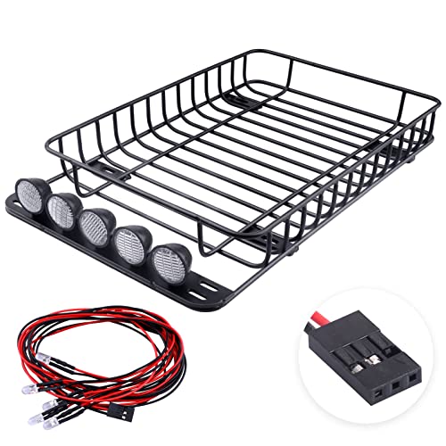 RC Body Reamer w/Curved & Straight Scissors & RC Roof Rack Luggage with LED Lights Set for TRX-4 Axial SCX10 Redcat Gen 8