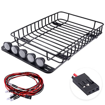 RC Body Reamer w/Curved & Straight Scissors & RC Roof Rack Luggage with LED Lights Set for TRX-4 Axial SCX10 Redcat Gen 8