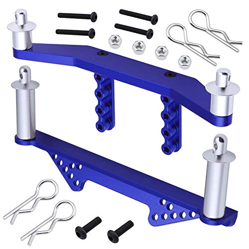Hobbypark Aluminum Front & Rear Body Mounts with Body Posts Upgrade Parts for 1/10 Traxxas Slash 2WD Rustler Stampede VXL (Navy Blue) - color: Navy Blue