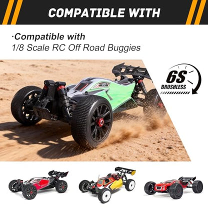 RC Buggy Wheels and Tires with 17mm Hex for 1/8 Arrma Typhon 6S BLX Losi 8IGHT HPI Racing Trophy Brushless RC Off Road Car, 4PCS