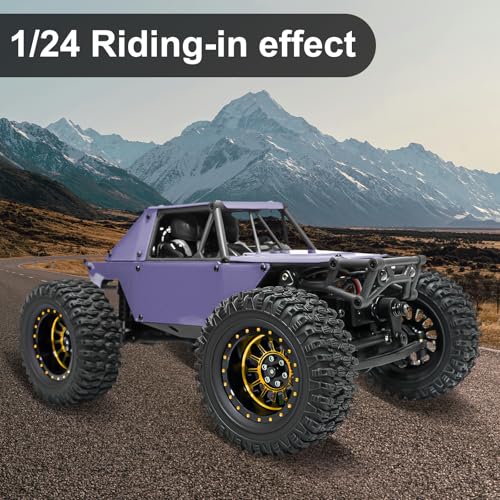 LRFHL 1.3" Beadlock Wheel Tires Aluminum for SCX24 TRX4M, 4PCS, Gold | Upgraded 1.45-inch Wheel, 1/24 SCX24 1/18 TRX4M RC Crawler Car Upgrade - color: Black Tires+ Gold Wheels-1