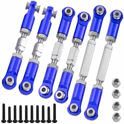 6PCS Aluminum Adjustable RC Tie Rods Linkage Turnbuckles Toe Links Set Upgrade Parts for 1/8 Mojave 4S 4X4 BLX RC Car(Navy Blue) - color: Navy Blue