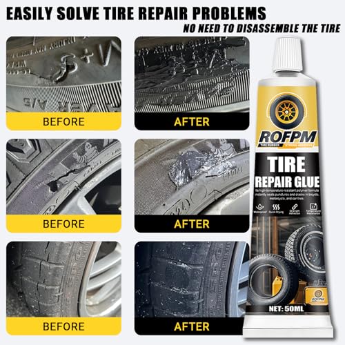 Tire Repair Glue Kit 100ml,Tire Sidewall Adhesive Rubber Cement Black | Automotive Tire Repair Glue Kit, Professional Bonding Glue for Bike, Car, Motorcycle, Bicycle
