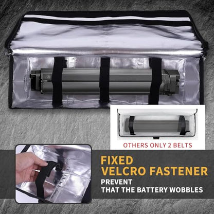 Fireproof E-Bike Battery Bag Case with 6-Layer Protection Up to 1400°C, Waterproof & Explosion-Proof, Large Capacity Lipo Safe Bag for Storage - color: black and green
