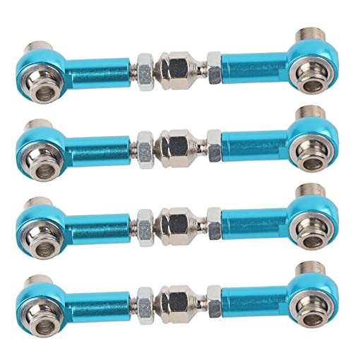 4Pcs Aluminum Alloy Steering Linkage Rods Upgrade Fit for HSP 94122 94123/10 RC Cars, Metal Arms Replacement Parts Red Blue - color: Blue