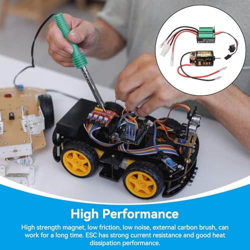 13T Brushed Motor ESC Combo, 540 Brushed Motor with 65A Water Proof Brushed ESC RC Connector Car Accessories for Scx10 90046