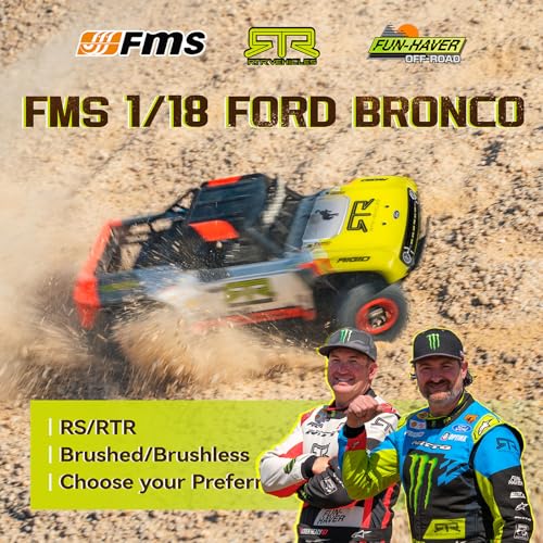 FCXㅤ FMS 1/18 Ford Bronco U4 S RC Truck, Hobby RC Crawler with Remote Controlled Lighting, Cooling System 4WD Drivetrain RC Crawler for Adults, Brushed RTR, 2024 - color: 2024